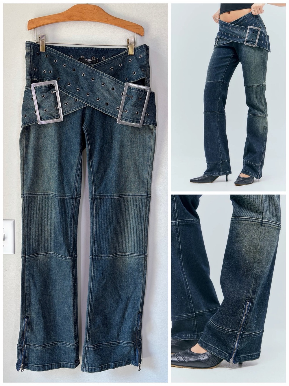 Jaded London Dark Denim Assassin Buckle Jeans Grunge Rockstar Girlfriend